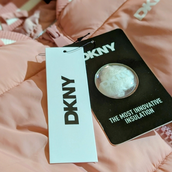 DKNY Pink Hooded Puffer Jacket - Picture 2 of 4